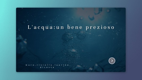 l'acqua: un bene prezioso
