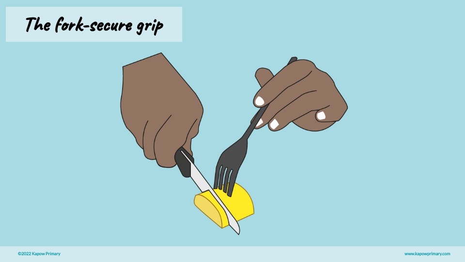 The fork secure grip Food grips and holds