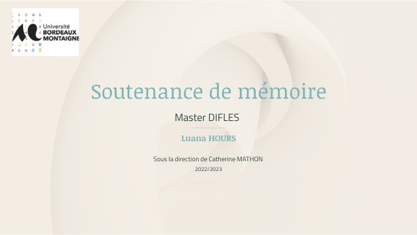 Diapo soutenance de mémoire