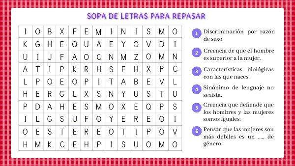 SOPA DE LETRAS IGUALDAD