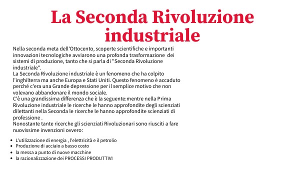 La Seconda Rivoluzione industriale