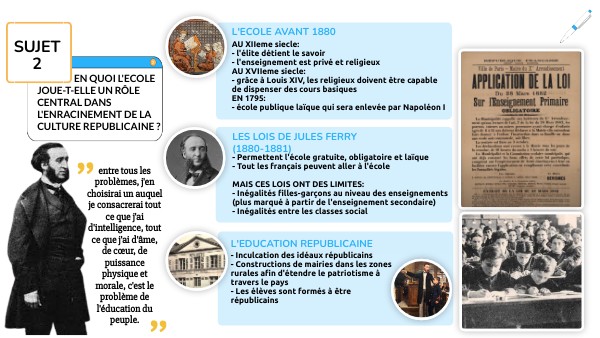 SUJET 2 / la république à l'école