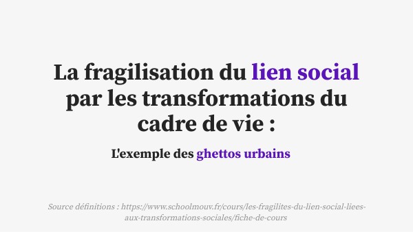lien social/ghettos urbains