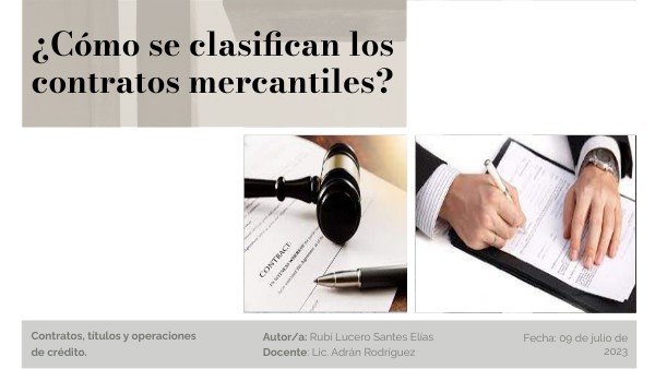 CLASIFICACIÓN DE LOS CONTRATOS MERCANTILES