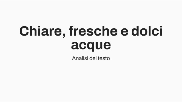 Chiare fresche e dolci acque