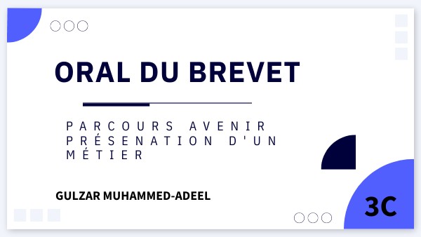 DIAPORAMA ORAL DU BREVET