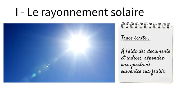 Rayonnement solaire - 1ère Enseignement Scientifique