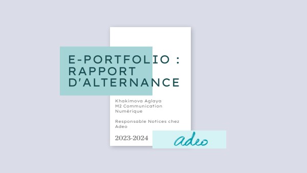 E-portfolio : Rapport d'alternance