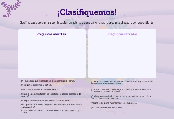 Clasificación preguntas abiertas y cerradas