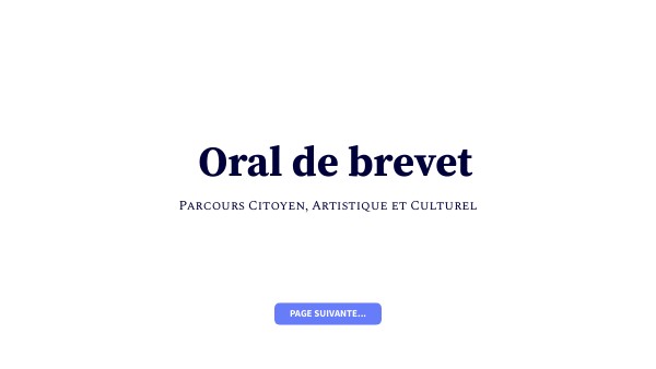 DIAPORAMA - ORAL DE BREVET