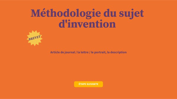 méthodologie du sujet invention