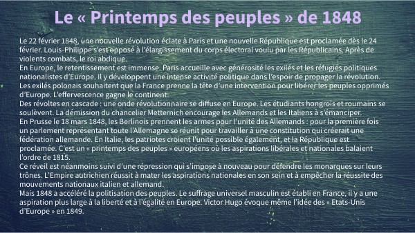 Carte le printemps des peuples 1848