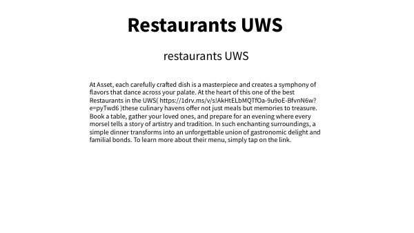 Restaurants UWS